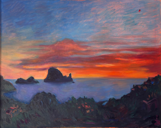 Art print Ibiza island Es Vedra beautiful sunset