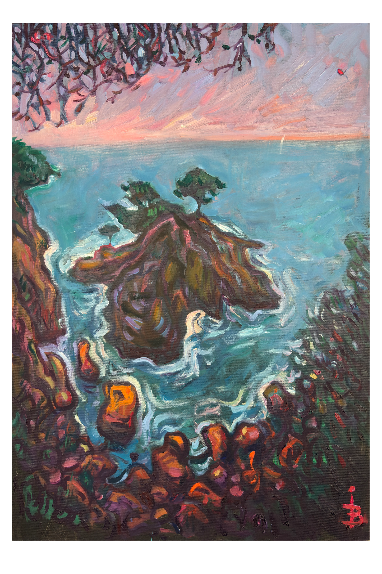 Kunstdruckinsel mit wunderschönem Sonnenuntergang - Etttüde vo Llloret