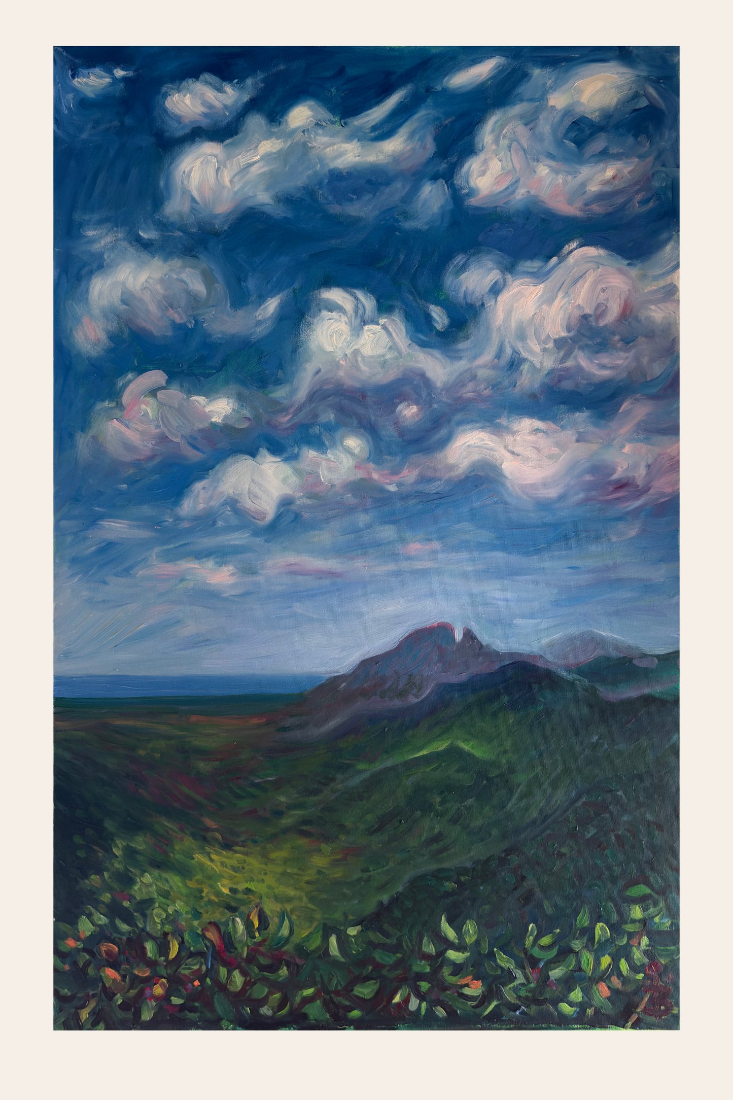 Kunstdruck mit Bergpanorama – Mauritius