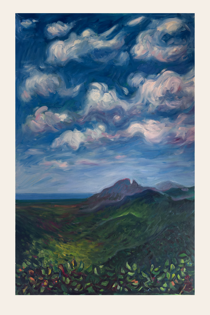 Kunstdruck mit Bergpanorama – Mauritius