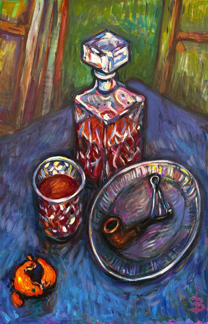 Kunstdruck: Whiskypfeife und Eleganz – Ohne Namen