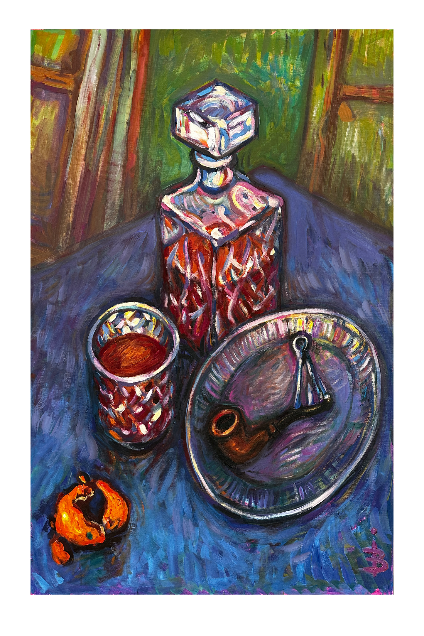 Kunstdruck: Whiskypfeife und Eleganz – Ohne Namen