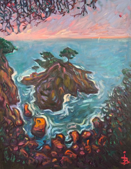 Art print island with beautiful sunset - Etttüde vo Llloret
