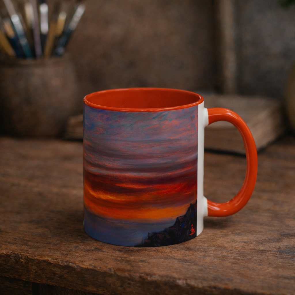 Küsten-Kaffeetasse mit Sonnenuntergang – Tasse mit Meeresblick und Sonnenuntergang (325/440 ml)